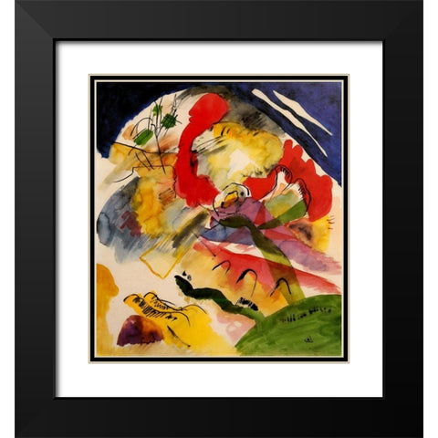 White Lines 1913 Black Modern Wood Framed Art Print with Double Matting by Kandinsky, Wassily