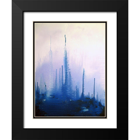 Blue Winter Black Modern Wood Framed Art Print with Double Matting by Clement, Diane