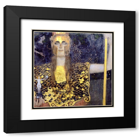 Pallas Athena Black Modern Wood Framed Art Print with Double Matting by Klimt, Gustav