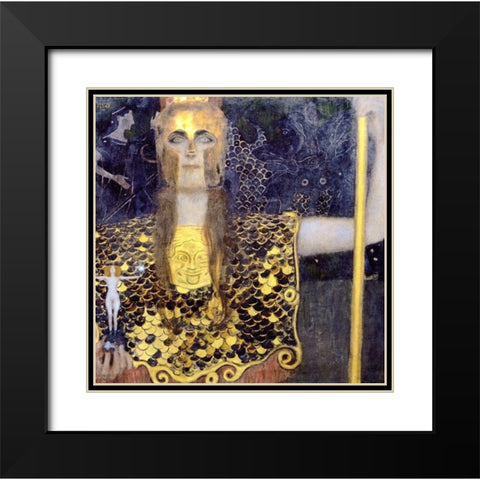 Pallas Athena Black Modern Wood Framed Art Print with Double Matting by Klimt, Gustav