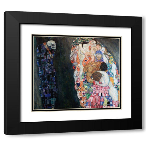 Death and Life Black Modern Wood Framed Art Print with Double Matting by Klimt, Gustav