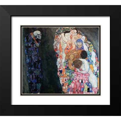 Death and Life Black Modern Wood Framed Art Print with Double Matting by Klimt, Gustav