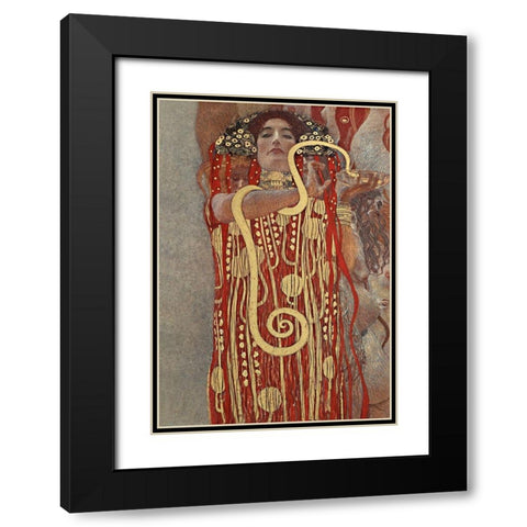 Hygieia Black Modern Wood Framed Art Print with Double Matting by Klimt, Gustav