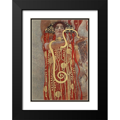 Hygieia Black Modern Wood Framed Art Print with Double Matting by Klimt, Gustav