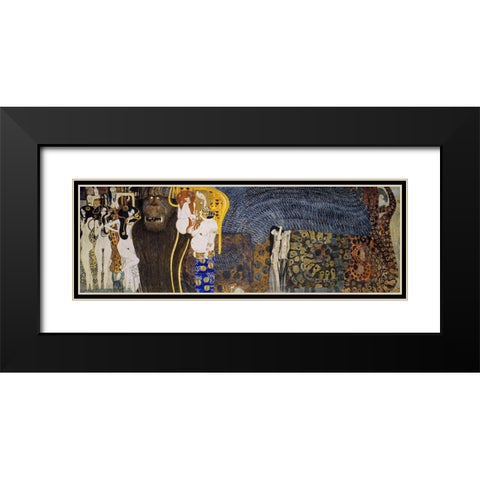 The Hostile Powers Black Modern Wood Framed Art Print with Double Matting by Klimt, Gustav