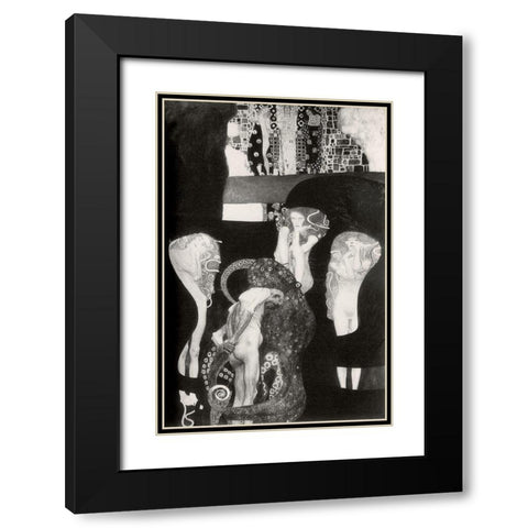 Jurisprudence Black Modern Wood Framed Art Print with Double Matting by Klimt, Gustav