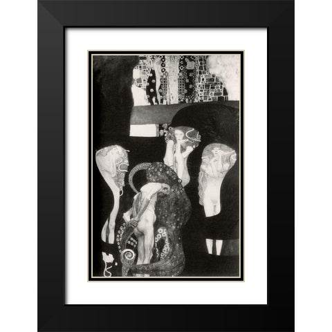 Jurisprudence Black Modern Wood Framed Art Print with Double Matting by Klimt, Gustav