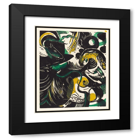 Genesis IIÂ  Black Modern Wood Framed Art Print with Double Matting by Marc, Franz