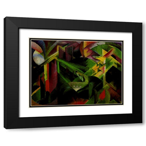 Doe in Cloister Garden Black Modern Wood Framed Art Print with Double Matting by Marc, Franz
