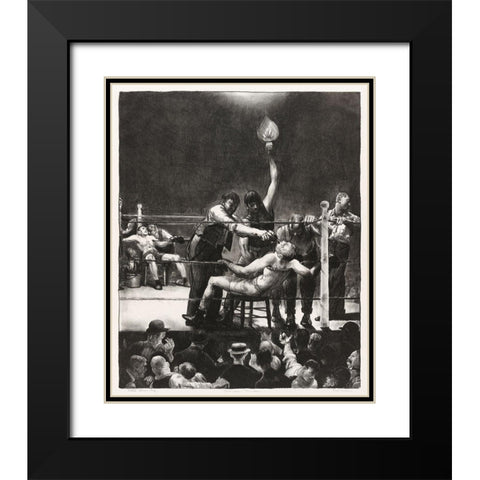 Between rounds-small-second stone Black Modern Wood Framed Art Print with Double Matting by Bellows, George