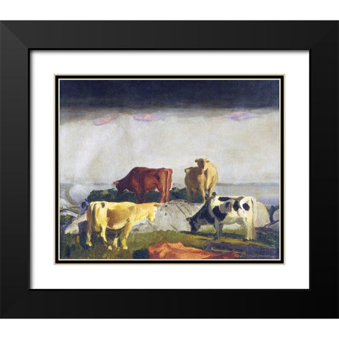 Five Cows Black Modern Wood Framed Art Print with Double Matting by Bellows, George