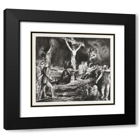 Crucifixion of Christ Black Modern Wood Framed Art Print with Double Matting by Bellows, George