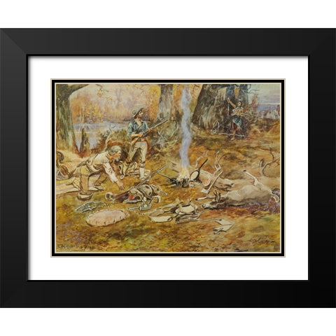 A Doubtful Guest Black Modern Wood Framed Art Print with Double Matting by Russell, Charles Marion