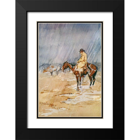Just a Little Rain Black Modern Wood Framed Art Print with Double Matting by Russell, Charles Marion