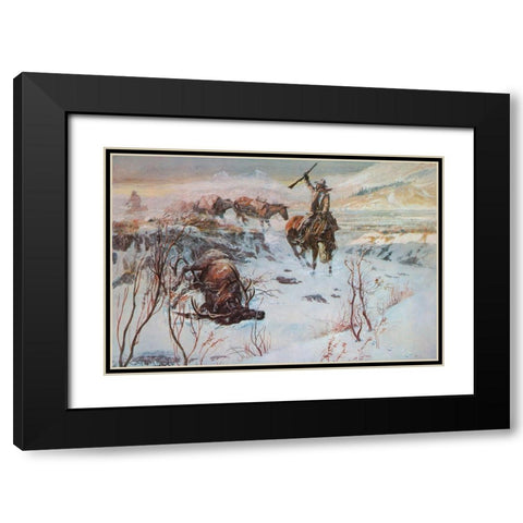 The Prize Shot Black Modern Wood Framed Art Print with Double Matting by Russell, Charles Marion