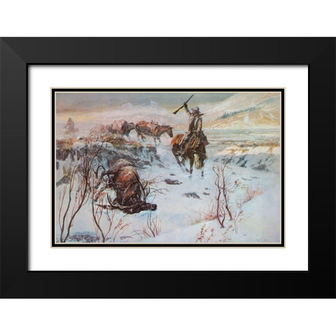 The Prize Shot Black Modern Wood Framed Art Print with Double Matting by Russell, Charles Marion