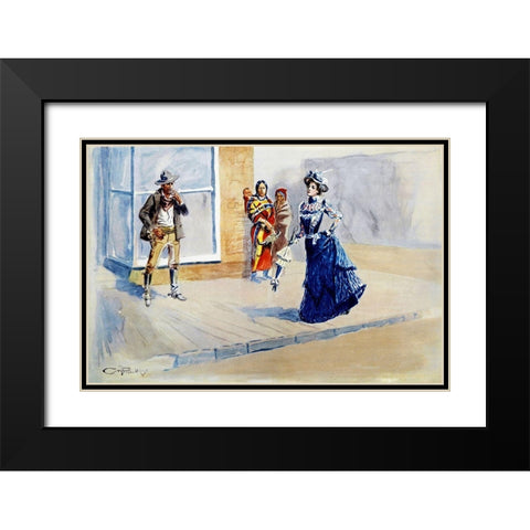 When East Meets West Black Modern Wood Framed Art Print with Double Matting by Russell, Charles Marion