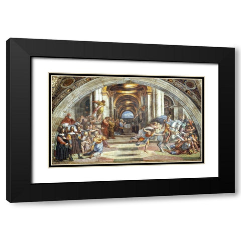 The Expulsion of Heliodorus from the Temple Black Modern Wood Framed Art Print with Double Matting by Raphael