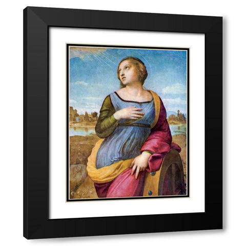 Saint Catherine of Alexandria Black Modern Wood Framed Art Print with Double Matting by Raphael