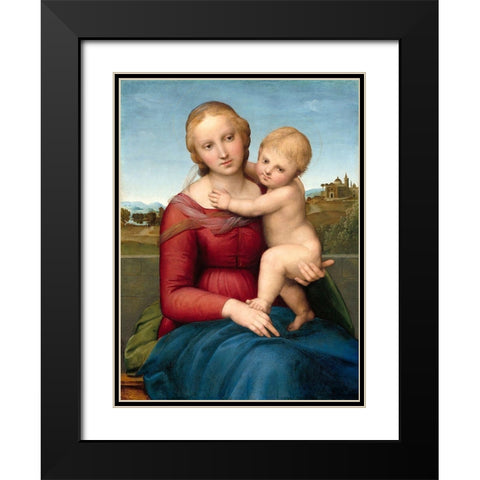 The Small Cowper Madonna Black Modern Wood Framed Art Print with Double Matting by Raphael