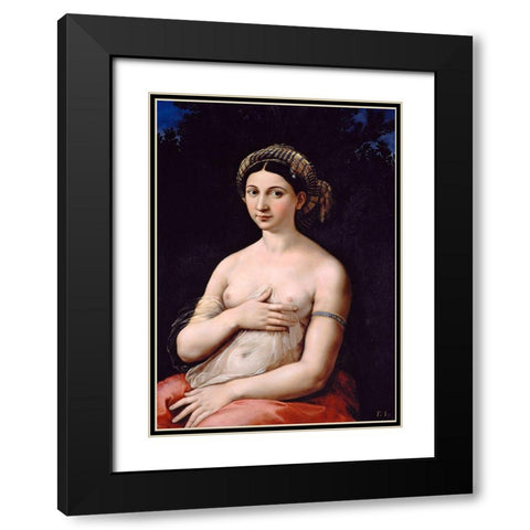 La Fornarina Black Modern Wood Framed Art Print with Double Matting by Raphael