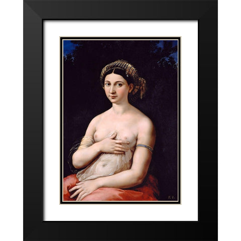 La Fornarina Black Modern Wood Framed Art Print with Double Matting by Raphael
