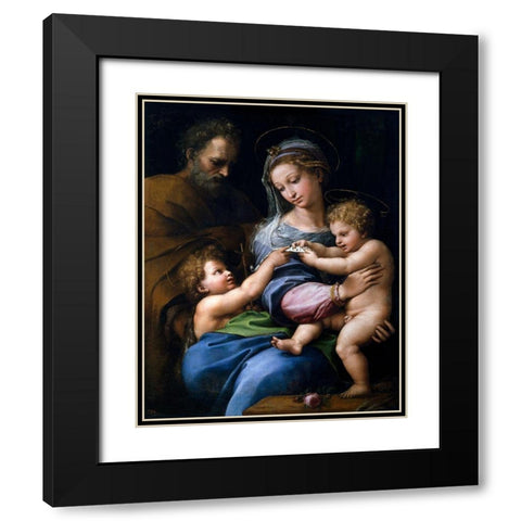 Madonna of the Rose Black Modern Wood Framed Art Print with Double Matting by Raphael