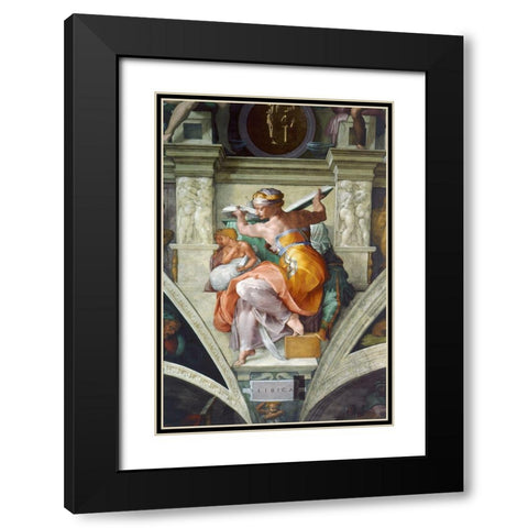 Libyan Sibyles Black Modern Wood Framed Art Print with Double Matting by Michelangelo