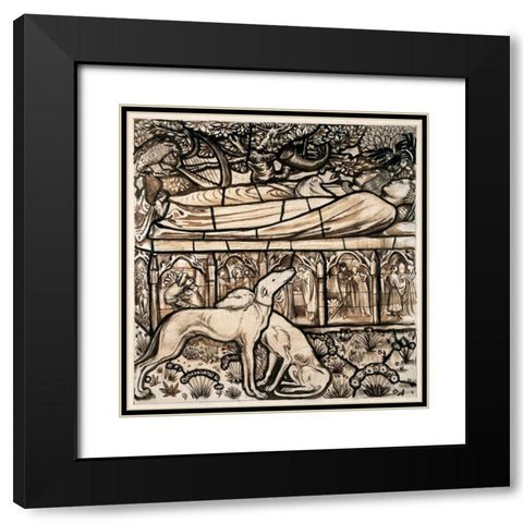 The Tomb of Tristram and Iseult Black Modern Wood Framed Art Print with Double Matting by Burneâ€“Jones, Edward