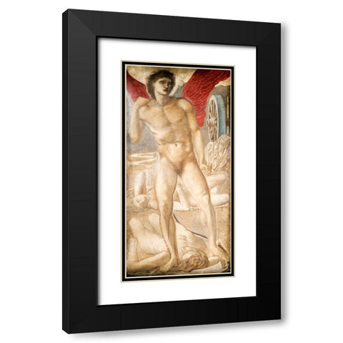 Troy Triptych-Study for Love subduing Oblivion Black Modern Wood Framed Art Print with Double Matting by Burneâ€“Jones, Edward
