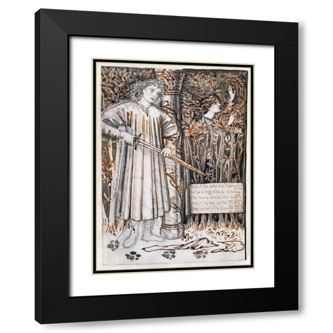 Pyramus and Thisbe-Pyramus Draws His Sword to Slay Himself Black Modern Wood Framed Art Print with Double Matting by Burneâ€“Jones, Edward