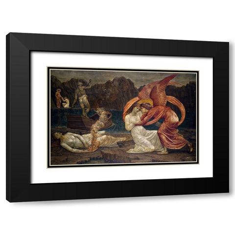 Psyche receiving the Casket from Proserpine Black Modern Wood Framed Art Print with Double Matting by Burneâ€“Jones, Edward