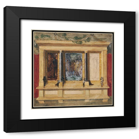 Troy Triptych-Compositional Study Black Modern Wood Framed Art Print with Double Matting by Burneâ€“Jones, Edward