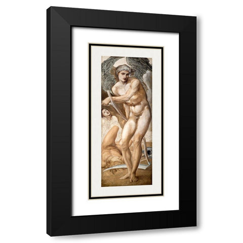 Troy Triptych - Study of Oblivion conquering Fame Black Modern Wood Framed Art Print with Double Matting by Burneâ€“Jones, Edward