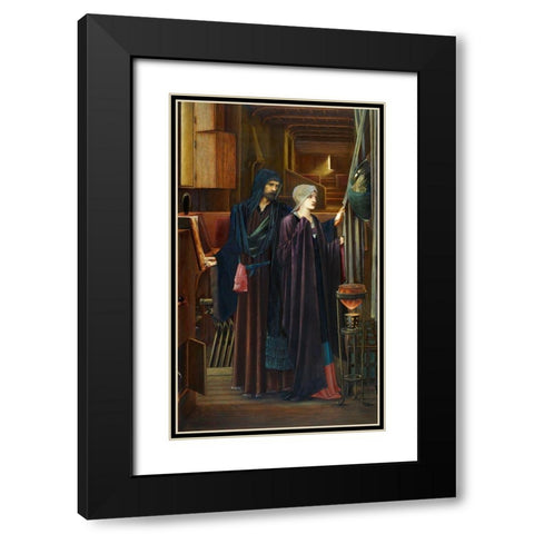The Wizard Black Modern Wood Framed Art Print with Double Matting by Burneâ€“Jones, Edward