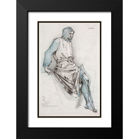 Study for the Failure of Gawain from the Holy Grail Tapestries Black Modern Wood Framed Art Print with Double Matting by Burneâ€“Jones, Edward