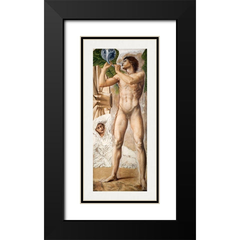 Troy Triptych-Study of Fame overthrowing Fortune Black Modern Wood Framed Art Print with Double Matting by Burneâ€“Jones, Edward