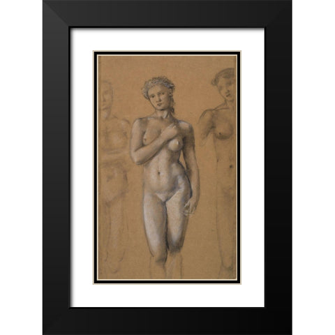 Female Nude Black Modern Wood Framed Art Print with Double Matting by Burneâ€“Jones, Edward