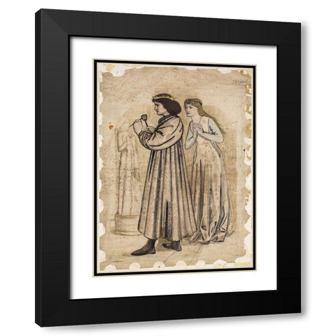 King Renes Honeymoon Sculpture Black Modern Wood Framed Art Print with Double Matting by Burneâ€“Jones, Edward