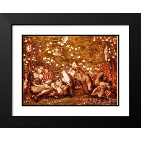 Study for The Sleeping Knights Black Modern Wood Framed Art Print with Double Matting by Burneâ€“Jones, Edward