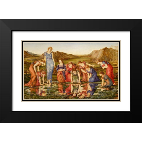 The Mirror of Venus Black Modern Wood Framed Art Print with Double Matting by Burneâ€“Jones, Edward