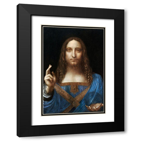 Salvator Mundi Black Modern Wood Framed Art Print with Double Matting by da Vinci, Leonardo