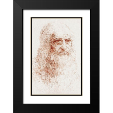 Self-portrait 1512 Black Modern Wood Framed Art Print with Double Matting by da Vinci, Leonardo