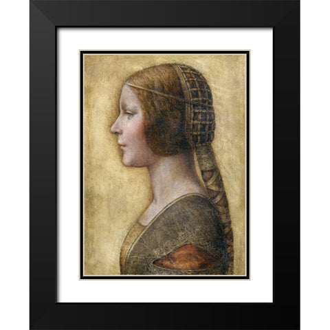 Profile of a Young Fiancee Black Modern Wood Framed Art Print with Double Matting by da Vinci, Leonardo