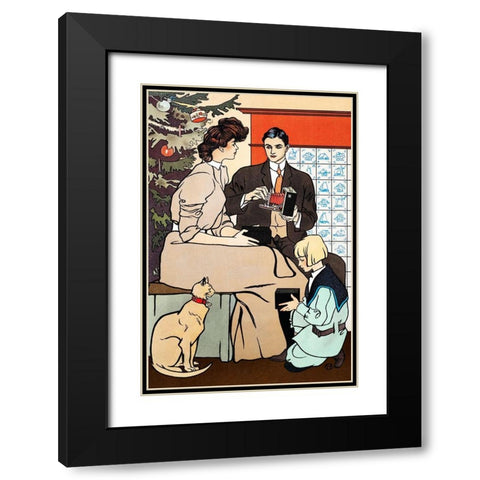 Vintage Christmas Poster Black Modern Wood Framed Art Print with Double Matting by Penfield, Edward