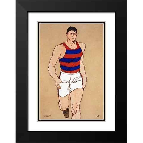 Athlete Black Modern Wood Framed Art Print with Double Matting by Penfield, Edward