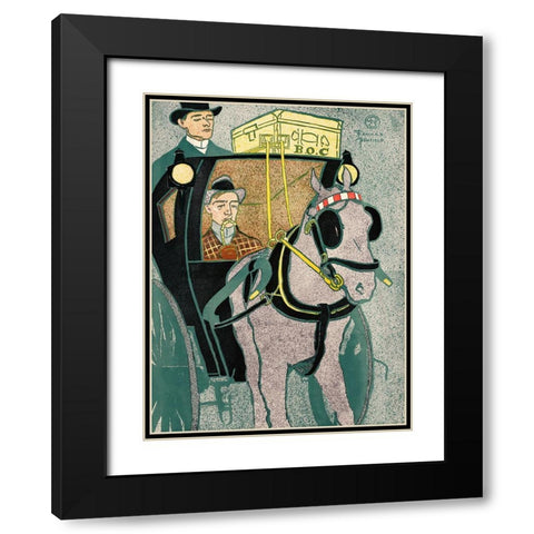 Man in Carriage  Black Modern Wood Framed Art Print with Double Matting by Penfield, Edward