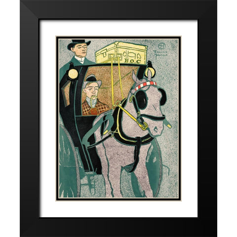 Man in Carriage  Black Modern Wood Framed Art Print with Double Matting by Penfield, Edward