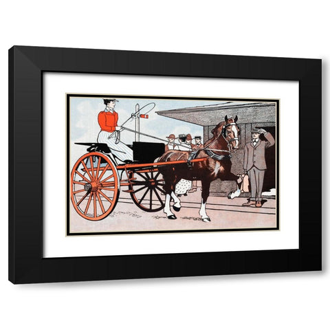 Woman in a Horse Carriage Black Modern Wood Framed Art Print with Double Matting by Penfield, Edward