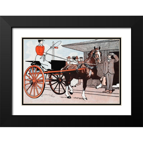 Woman in a Horse Carriage Black Modern Wood Framed Art Print with Double Matting by Penfield, Edward